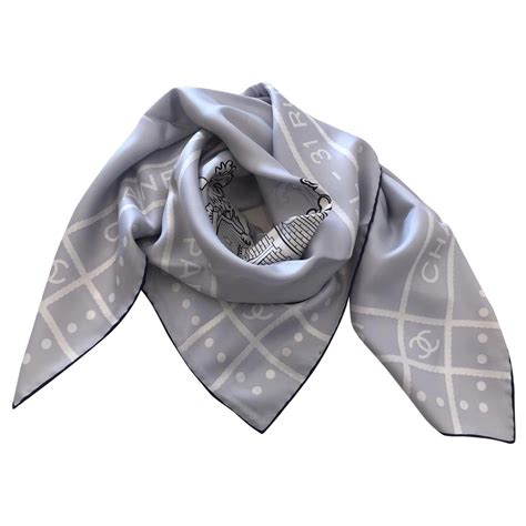 chanel scarf handkerchief gray|Chanel bandana scarves.